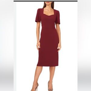 LK Bennett Sweetheart 3/4 Sleeve Ruched Dress